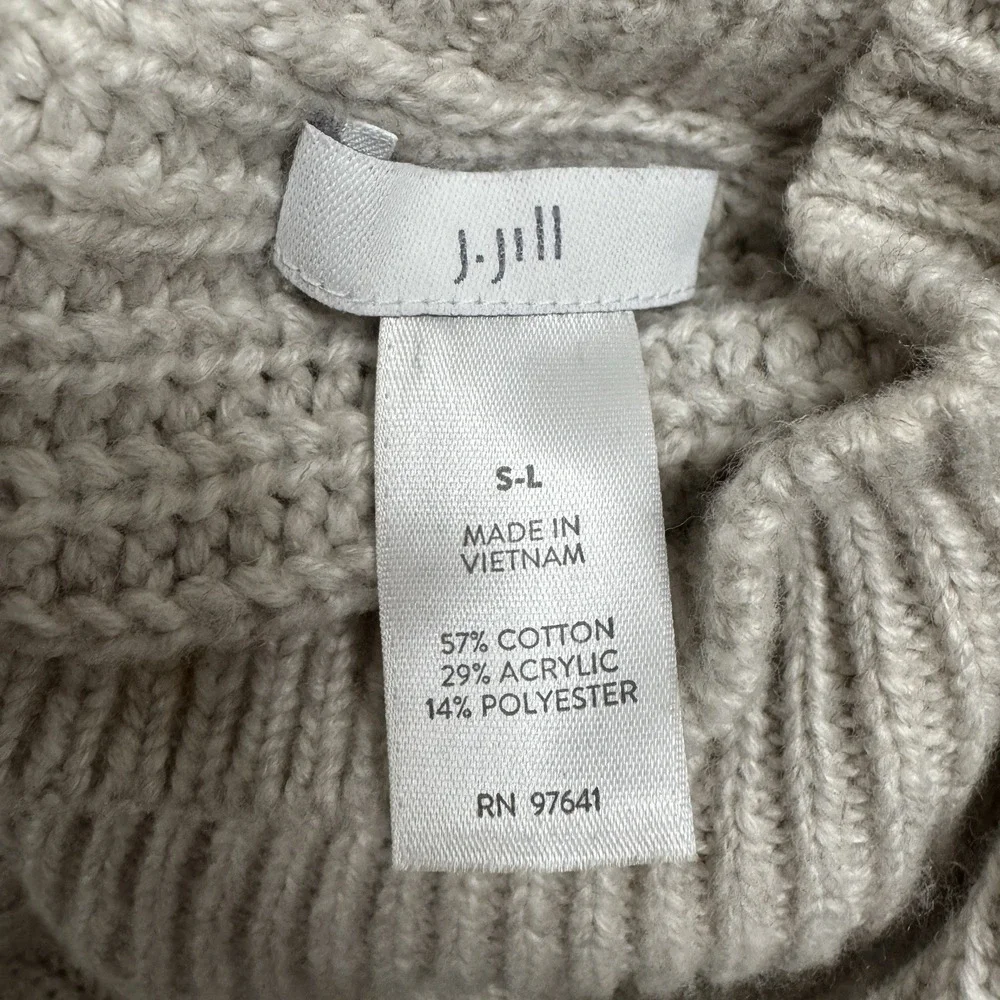 J Jill Sweater Poncho Womens Beige Turtleneck‎ Knit Cozy Oversized One Size